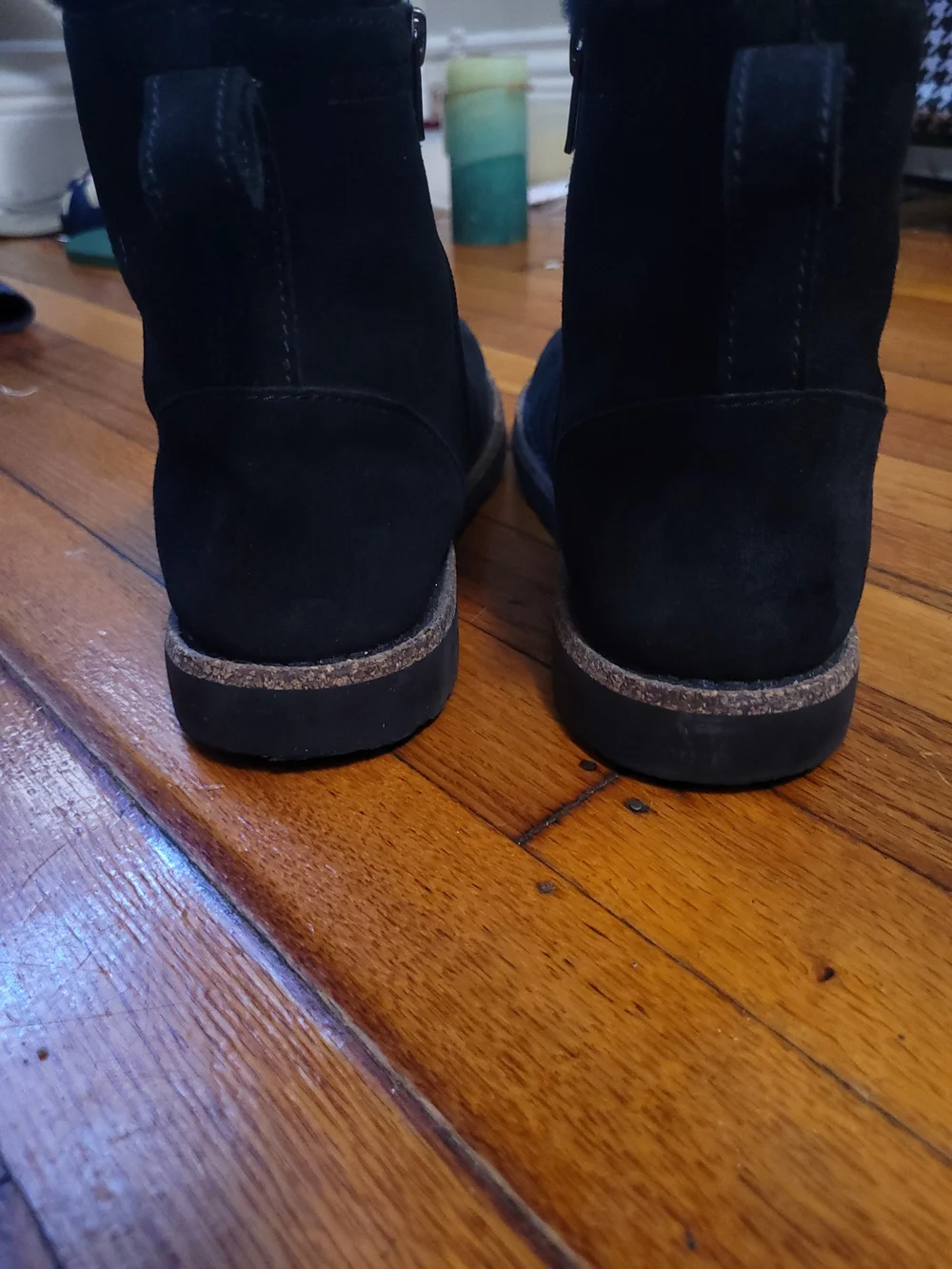 Birkenstock Unisex Black Suede Shearling-Lined Zip Ankle Booties